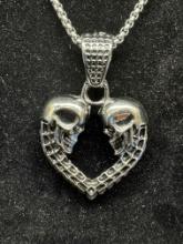 Unique Skull Heart Pendant Necklace