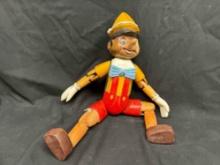 Vintage Distressed Pinocchio Jointed Wood Doll