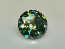 4.4ct Brilliant Cut Blue Green Moissanite Diamond Gemstone GRA CERT