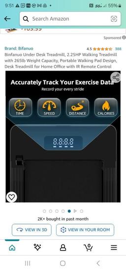 Binfanuo Under Desk Treadmill, 2.25HP Walking Treadmill 265lb Capacity