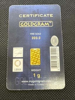 IGR 1 Gram 9999 Fine Gold Bullion Bar
