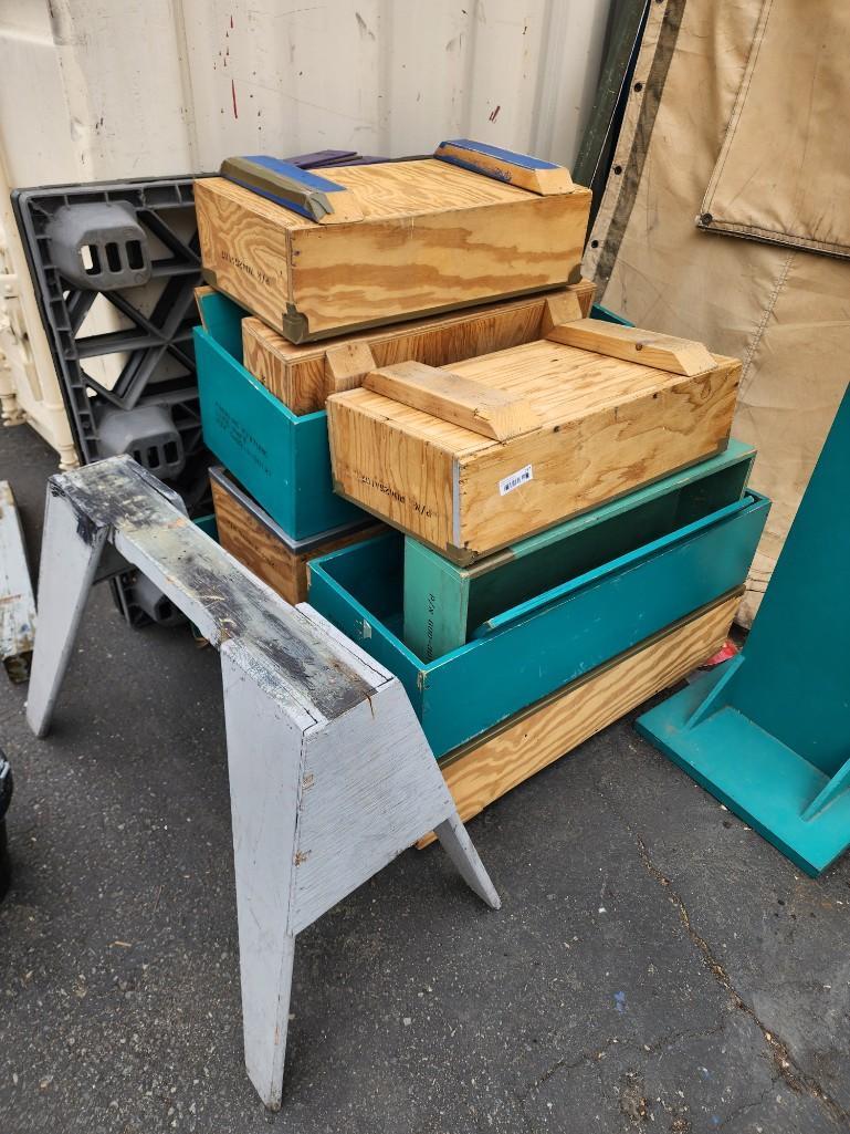 wood Lot Empty Crates saw horse