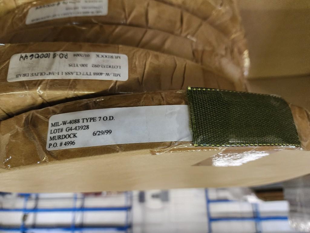 Military Grade Polypropylene Webbing Olive Drab 1 3/4 wide 100 yard spools est x27 spools