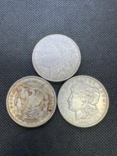 3x 1921-D Morgan Silver Dollar 90% Silver Coins