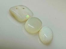 3 White Opal Gemstones 1.1ct Total