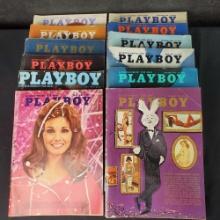 Lot approx. 12 vintage Playboy adult magazines 1960-70