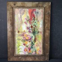 Framed tile artwork flowers