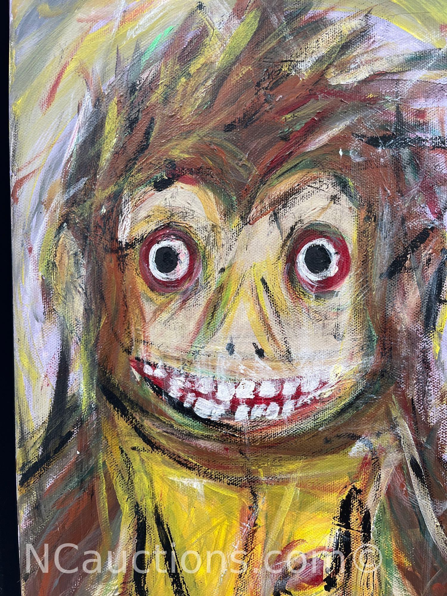 Framed Art Jolly Chimp #2 Painting 13x16