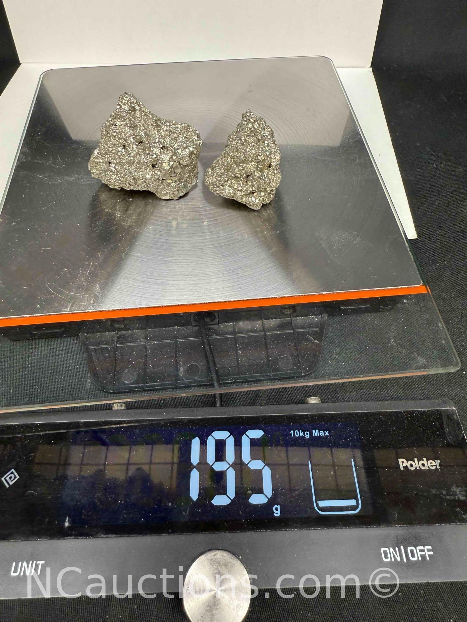 Pair of Pyrite Mineral Specimens 195g Total