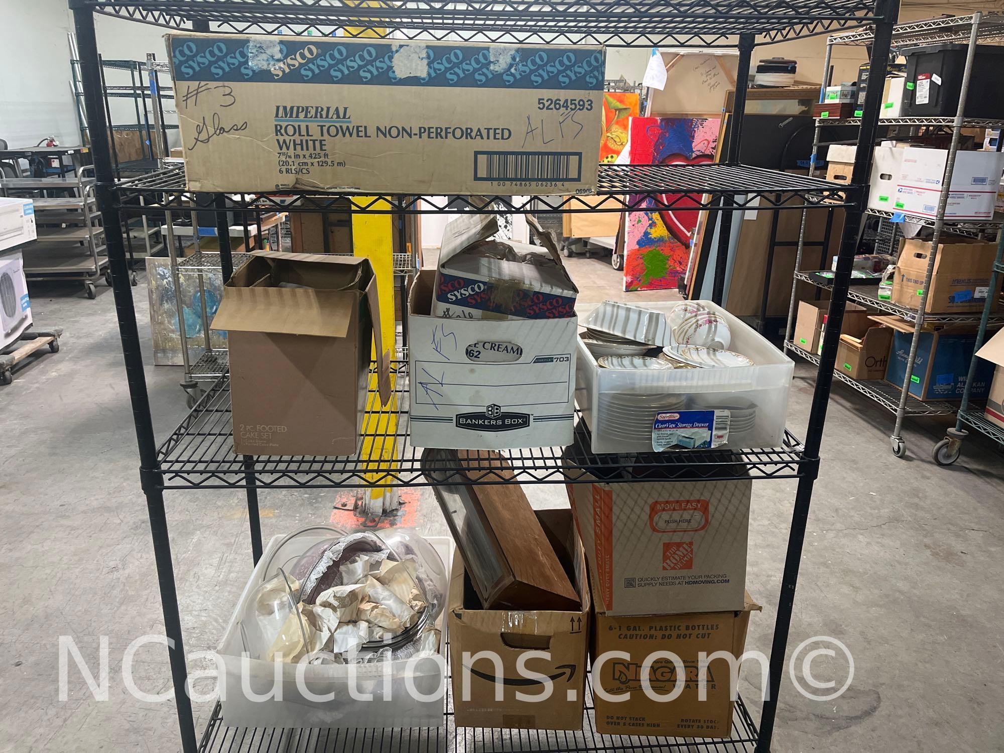 Cart full of Kitchenware and glassware