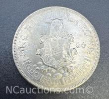 1964 Bermuda One Crown 50% Silver Coin