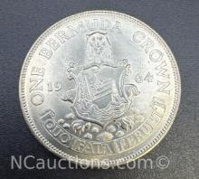1964 Bermuda One Crown 50% Silver Coin 22.68 Grams