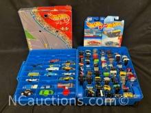 Large Lot of Hotwheels Toy Cars with Carry Case