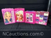 5 Barbie doll cases with cloths and accessories