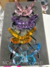 set of 4 colored glass butterflys in original packaging Sorelle