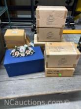 original boxes of Sorelle floral candle stick holders and glass colored butterflys