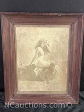 Framed Art of Nude Woman 15x18