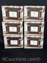 6 new in box Wallace Wooden clock with Mahogany finish