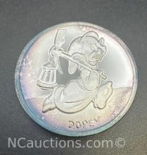 Disney 1 Troy Oz .999 Fine Silver Dopey Bullion Coin