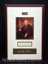 Signed Framed Portrait Photograph says Chief Justice Warren Burger