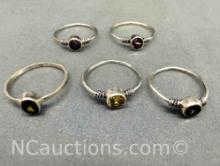 5 Sterling Silver Rings Various Sizes 6.5g total