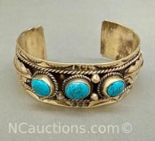 Sterling Silver Turquoise cuff Bracelet 33g total