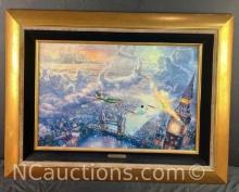 Framed Tinker Bell and Peter Pan Fly to Neverland Disney Dreams Collection Thomas Kinkade 353 of 995