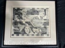 Framed Idea hour Political Anatomy 2 artist proof signed says Robert Wendell 1967