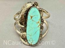 Navajo Silver Turquoise cuff Bracelet 39g Total