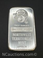 5 Troy Oz .999 Fine Silver Bullion Bar