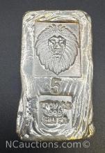 5 Troy Oz .999 Fine Silver Bullion Bar
