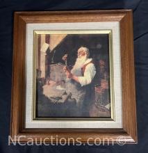 Framed Santas Workshop signed says Norman Rockwell