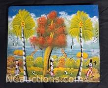 Haitian Folk Art Painting says signed Tampson