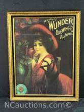 Framed Vintage Wunder Brewing San Francisco Beer Poster 22x27
