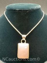 Sterling Silver Pink Coral Pendant Necklace 15.78 Grams