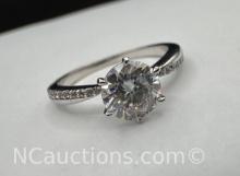 Sterling Silver Moissanite Diamond Ring 2.12 Grams Size 7