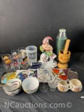 Vintage Glassware and ceramics McDonald glasses thermos etc