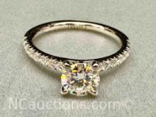 Preveli 925 Sterling Silver 1ct Moissanite Diamond Ring sz8.5 2.8g Total