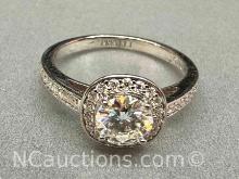 Preveli 925 Sterling Silver 1ct Moissanite Diamond Ring sz9 3.7g Total