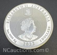2022 Australia 2 Troy Oz .999 Fine Silver Bullion Coin