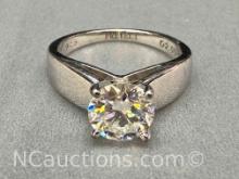 Preveli 925 Sterling Silver 2ct Moissanite Diamond Ring sz7 4.8g Total