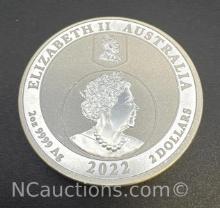 2022 Australia 2 Troy Oz .9999 Fine Silver Bullion Coin