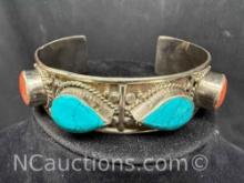Southwestern Bracelet Turquoise, Coral, Amber