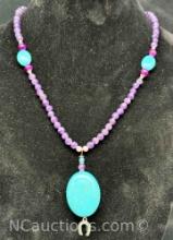 Amethyst and Turquoise Necklace 40g Total