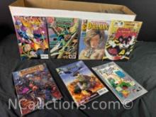 Long Box Approx 200 Comics. Atomic Mouse 1st Issue, Dolan, Justice League, Shrek more
