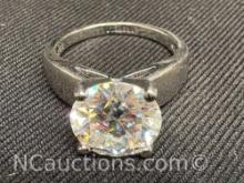 Diamond Moissanite Ring .925 Sterling silver 6.36 grams size 8.5