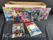 Long Box Approx 300 Comics COPS 1st Issue, Conan, Concrete more