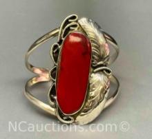 Native American Coral Cuff Bracelet