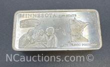 1st Edition 5 Troy Oz Sterling Silver Minnesota Bullion Bar