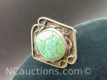 Sterling Silver Turquoise Ring 6.07 Grams Size 7